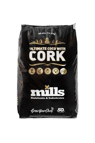 Mills Ultimate Coco with Cork Grow Kokos Erde, nicht vorgedüngt, ohne Perlit, 50 Liter