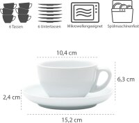 WAS Cappuccino Tassen Set mit Untertassen 280 ml,...