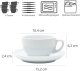 WAS Cappuccino Tassen Set mit Untertassen 280 ml, weiß, Porzellan, 6 Stück, Italia Serie