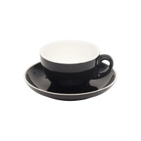 WAS Cappuccino Tasse 200 ml, schwarz, Porzellan, 6 Stück, Italia Black Serie