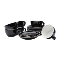 WAS Cappuccino Untertasse für 4998020, Ø15,5 cm, schwarz, Porzellan, 6 Stück, Italia Black Serie