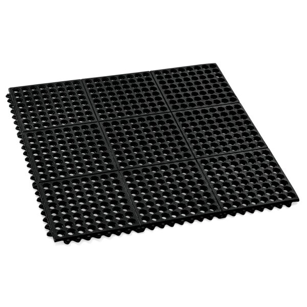 WAS Fußbodenmattensystem mit Klick-System, 91,5 x 91,5 cm, schwarz, Gummi