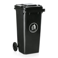 WAS Abfalltonne mit zwei Rollen, 120 L, schwarz, HDPE...