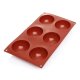 WAS Backform, 6 Formen, Halbkugel Ø 7 x 3,5 cm, rot, Silikon, Cake Pan 31 red Serie