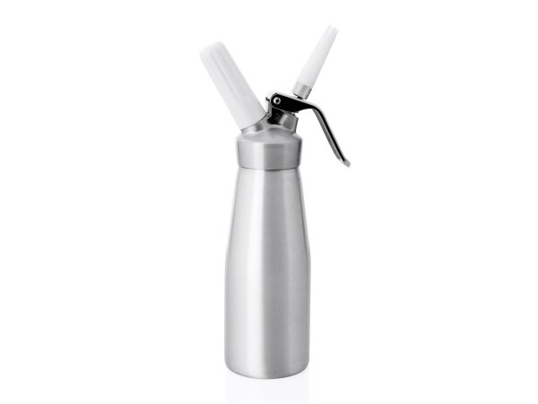 WAS Siphon, 500 ml, mit 3 Spritztüllen & Reinigungsbürste, Aluminium