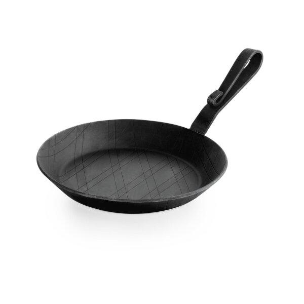 WAS Brat-/Servierpfanne mit gebogenem Hakenstiel Ø 24 cm, schwarz, Eisen, Iron Pan 22 Serie