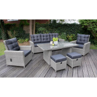 Dininglounge Set »Asti« grau, Polyrattan, für 7 Personen von bellavista - Home&Garden