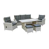 Dininglounge Set »Asti« grau, Polyrattan, für 7 Personen von bellavista - Home&Garden