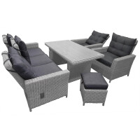 Dininglounge Set »Asti« grau, Polyrattan, für 7 Personen von bellavista - Home&Garden