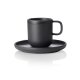 ROCKZZERO Espresso Tasse mit Untertasse Set 90 ml, schwarz, Steinzeug, 6 Stück, One Midnight Serie