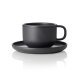 ROCKZZERO Cappuccino Tasse mit Untertasse Set 275 ml, schwarz, Steinzeug, 6 Stück, One Midnight Serie