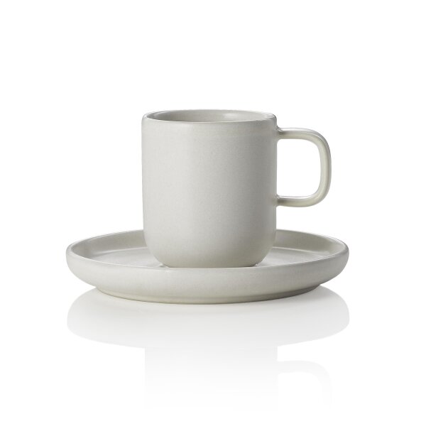 ROCKZZERO Espresso Tasse mit Untertasse Set 90 ml, grau, Steinzeug, 6 Stück, One Light Rock Serie