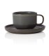 ROCKZZERO Cappuccino Tasse mit Untertasse Set 275 ml, grau, Steinzeug, 6 Stück, One Stone Grey Serie