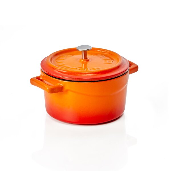 LAVA Cocotte Lava Ø 11 cm, orange, Gusseisen emailliert, Cocottes round Serie