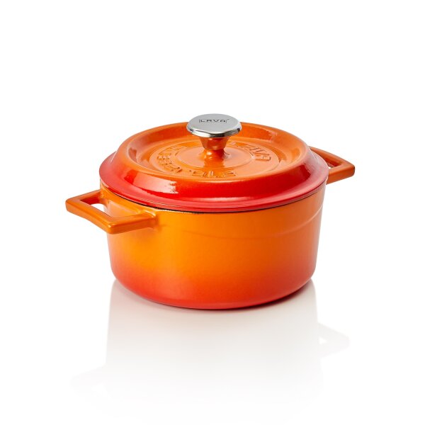 LAVA Cocotte Lava Ø 16,5 cm, orange, Gusseisen emailliert, Cocottes round Serie