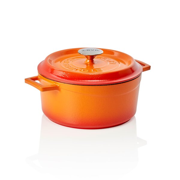 LAVA Bräter Lava rund, Ø 25 cm, orange, Gusseisen emailliert, Casseroles round Serie