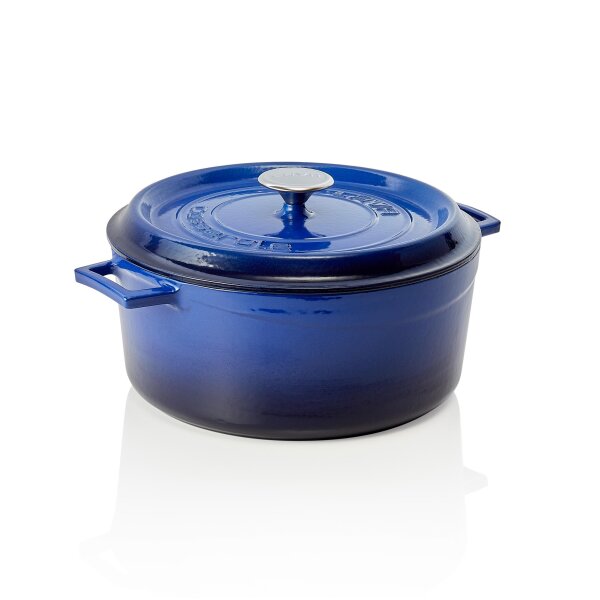 LAVA Bräter Lava rund, Ø 29 cm, blau, Gusseisen emailliert, Casseroles round Serie