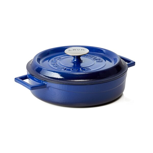 LAVA Bräter Lava rund, Ø 25 cm, blau, Gusseisen emailliert, Casseroles round Serie