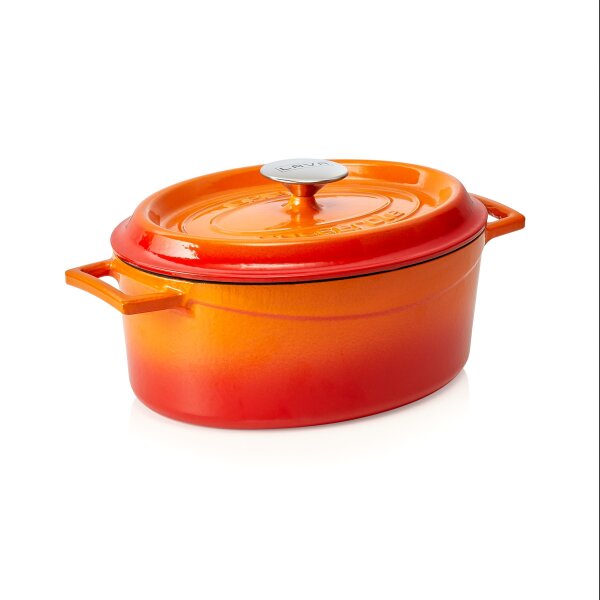 LAVA Bräter Lava oval, 28 x 21 x 11 cm, orange, Gusseisen emailliert, Casseroles oval Serie