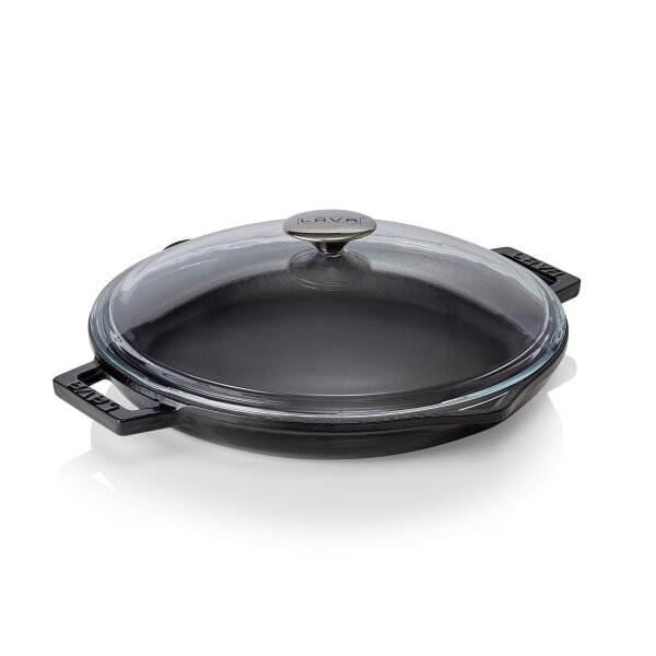 LAVA Pfanne Lava Ø 31,5 cm, schwarz, Gusseisen emailliert, Frying pans lid Serie