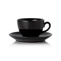 WAS Cappuccino Tasse mit Untertasse Set 220 ml, schwarz,...