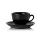 WAS Cappuccino Tasse mit Untertasse Set 220 ml, schwarz, Porzellan, 6 Stück, Vida Night Serie