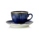 WAS Cappuccino Tasse mit Untertasse Set 220 ml, blau, Porzellan, 6 Stück, Vida Dark Ocean Serie