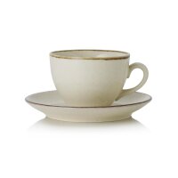 WAS Cappuccino Tasse mit Untertasse Set 220 ml, grau,...