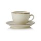 WAS Cappuccino Tasse mit Untertasse Set 220 ml, grau, Porzellan, 6 Stück, Smilla Sand Serie