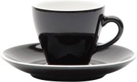 WAS Espresso Tassen Set mit Untertassen 90 ml, schwarz, Porzellan, 6 Stück, Italia Black Serie