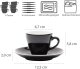 WAS Espresso Tassen Set mit Untertassen 90 ml, schwarz, Porzellan, 6 Stück, Italia Black Serie