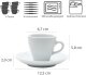 WAS Espresso Tassen Set mit Untertassen 90 ml, weiß, Porzellan, 6 Stück, Italia Serie