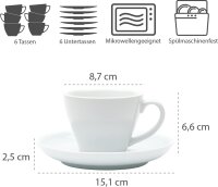 WAS Espresso Doppio Tassen Set 180 ml, weiß,...