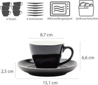 WAS Espresso Doppio Tassen Set mit Untertassen 180 ml,...