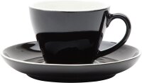 WAS Espresso Doppio Tassen Set mit Untertassen 180 ml, schwarz, Porzellan, 6 Stück, Italia Black Serie