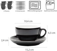 WAS Cappuccino Tassen Set mit Untertassen 280 ml,...