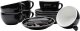 WAS Cappuccino Tassen Set mit Untertassen 280 ml, schwarz, Porzellan, 6 Stück, Italia Black Serie