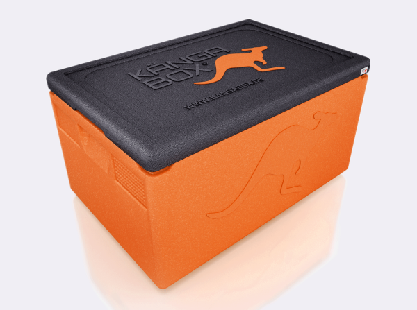 WAS GN Thermobox Professional 48 Liter, orange, EPP Kunststoff, Kängabox Serie