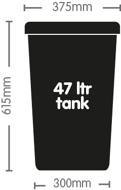 Autopot Tank, 47 l, gebohrt mit 9 mm Durchführung und Deckel