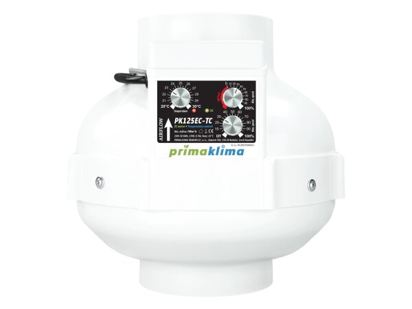 PrimaKlima PK125-TC Rohrventilator, mit Temp. Kontrolle, 400m³/h - 125 mm